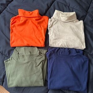 Set of Four Turtleneck Sweaters - Orange, Beige, Green, and Blue